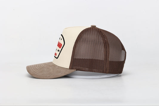 Veiðifélags trucker derhúfa - Krem/brún