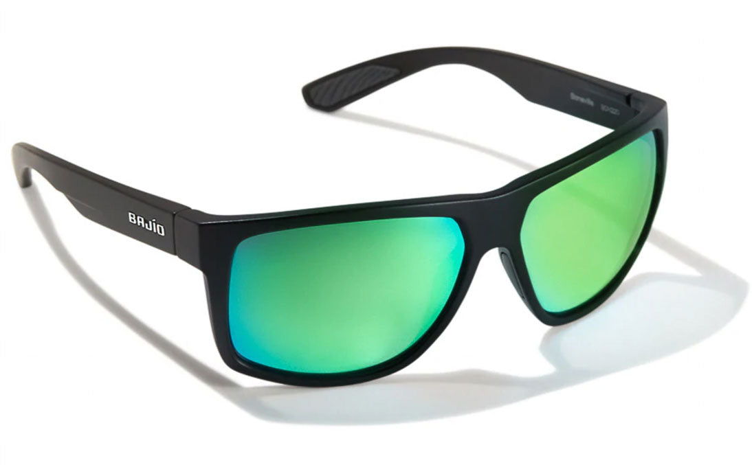 Bajio Boneville Polaroid gleraugu - Black Matte ( Green Mirror gler)